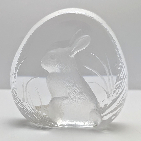 Mats Jonasson Other - Mats Jonasson Sweden Signed Crystal Rabbit Paperweight Figurine Easter Bunny